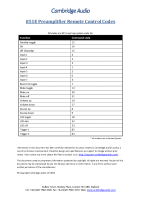 Cambridge Audio Azur 851E IR Codes